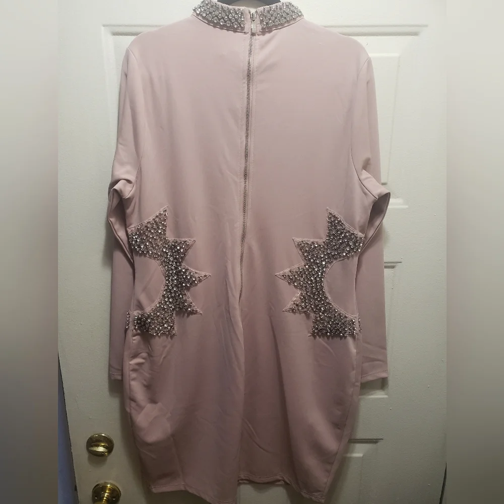 Pink Rhinestone Mini Dress - Picture 6 of 8